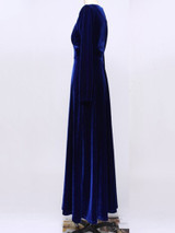 Velvet Long Sleeve V-neck Maxi Prom Dress