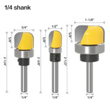 Drillpro 3Pcs Bowl and Tray Router Bit 1/4 Inch Shank / 6mm Shank Corner Rounding Router Bit Wood Milling Cutter Engraving Tool Tungsten Router Bit