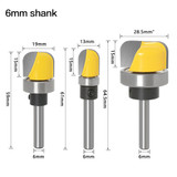 Drillpro 3Pcs Bowl and Tray Router Bit 1/4 Inch Shank / 6mm Shank Corner Rounding Router Bit Wood Milling Cutter Engraving Tool Tungsten Router Bit