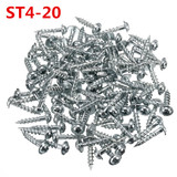 100pcs ST4-20/25/38 Screws Carbon Steel Cross Head ST4 Woodworking Screw Half-tooth Self-tapping