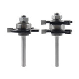 Drillpro 3Pcs 3 Teeth T-shape Tongue & Groove Router Bit & 45 Degree Lock Miter Router Bit 1/4 Inch Shank Wood Milling Cutter Set