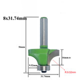 Drillpro 8mm Tungsten Carbide Corner Round Over Router Bit with Bearing Milling Cutter for Wood Woodworking Tool