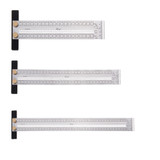 200mm+300mm+400mm Stainless Steel Precision Marking T Ruler Hole Positioning Measuring Ruler Woodworking Scriber Scribing Tool