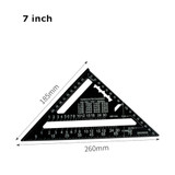 Angle Ruler 7/12 inch Metric Aluminum Alloy Triangular Measuring Ruler Woodwork Speed Square Triangle Angle Protractor