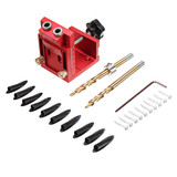 Drillpro Pocket Hole Drill Guide Dowel Jig Oblique Hole Locator Drilling Kit Aluminium Woodworker DIY Tools with 9mm Drill Bit
