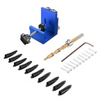 Drillpro Pocket Hole Drill Guide Dowel Jig Oblique Hole Locator Drilling Kit Aluminium Woodworker DIY Tools with 9mm Drill Bit