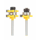 2Pcs 1/4" Shank Tongue & Grooving Router Bits 3/4" Stock 3 Teeth T-shape Tenon Milling Cutter for Wood Woodworking Tools