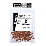 100pcs 25-63mm SQ2 Pocket Hole Screw Coarse Thread Woodworking Self Tapping Screw Oblique Hole Screw Square Driver
