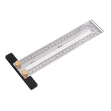 Drillpro 200mm Stainless Steel Precision Marking T Ruler Hole Positioning Measuring Ruler Woodworking Scriber Scribing Tool