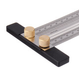 Drillpro 200mm Stainless Steel Precision Marking T Ruler Hole Positioning Measuring Ruler Woodworking Scriber Scribing Tool