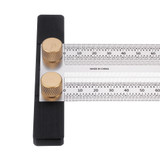 Drillpro 200mm Stainless Steel Precision Marking T Ruler Hole Positioning Measuring Ruler Woodworking Scriber Scribing Tool