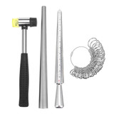 Jewelry Measuring Tool Set Alloy Ring Size Stick US Code Ring Ruler Hammer Kit