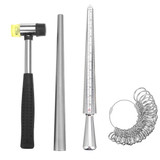 Jewelry Measuring Tool Set Alloy Ring Size Stick US Code Ring Ruler Hammer Kit