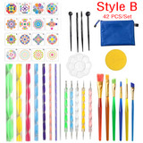 42PCS/Set Mandala Dotting Tools Rock Painting Kit Dot Art Rock Pen Paint Stencil
