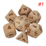 7Pcs Woodmade Polyhedral Dices Set Role Playing Game Dice Gadget for Dungeons Dragon Games Gift