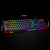 T-Wolf T20 Wired Keyboard Mechanical Feel 104 Keys Full Size RGB Keyboard Gaming Office Typing Keyboard For PC Laptop