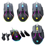 T-Wolf V11 Wired Gaming Mouse Creative Mechanical Module Magnetic Flank And Weight Design Mouse RGB Lighting 6400DPI Gaming Mouse For PC Laptop