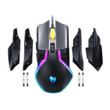 T-Wolf V11 Wired Gaming Mouse Creative Mechanical Module Magnetic Flank And Weight Design Mouse RGB Lighting 6400DPI Gaming Mouse For PC Laptop
