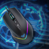 AULA F805 RGB Wired Gaming Mouse 6400 DPI with 7 Programmable Buttons Ergonomic Comfortable Optical Gaming Mice for USB Laptop Desktop Computer