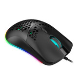 HXSJ J900 Wired Gaming Mouse Honeycomb Hollow RGB Game Mouse with Six Adjustable DPI Ergonomic Design for Desktop Computer Laptop PC