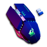 Free Wolf X11 Wireless Gaming Mouse 2400dpi Rechargeable 7 color Breathing Backlight Gamer Mice for Computer Laptop PC (Black)