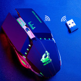 Free Wolf X11 Wireless Gaming Mouse 2400dpi Rechargeable 7 color Breathing Backlight Gamer Mice for Computer Laptop PC (Black)