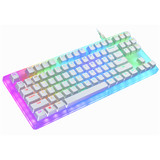 GamaKay K87 87 Keys Mechanical Gaming Keyboard Hot Swappable Type-C Wired USB 3.1 Translucent Glass Base Gateron Switch ABS Two-color Keycap RGB Gaming Keyboard
