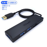 QGEEM 5-in-1 USB HUB Docking Station Adapter Splitter With USB3.0*3 / Memory Card Readers For Macbook Laptop (Black)