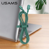 USAMS USB Type-C Cable Right-angle LED Light Indicator Braided Cable USB 2.0 480Mbps Data Sync Cord Line For Samsung Galaxy Note 20 S20 Ultra Huawei