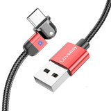 USLION 3A USB Type C Data Cable 180° Rotate LED Indicator Fast Charging For Huawei P30 P40 Pro Mi10 OnePlus 8Pro