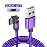 USLION 3A USB Type C Data Cable 180° Rotate LED Indicator Fast Charging For Huawei P30 P40 Pro Mi10 OnePlus 8Pro