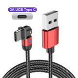 USLION 3A USB Type C Data Cable 180° Rotate LED Indicator Fast Charging For Huawei P30 P40 Pro Mi10 OnePlus 8Pro