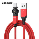ESSAGER USB Type-C Data Cable 180 Degree Rotatable Fast Charging For Mi10 Huawei P30 P40 Pro K30 OnePlus 8Pro