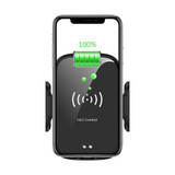 Bakeey 9W Infrared Automatic Sensor Fast Charging Phone Bracket Wireless Car Charger For iPhone X XS HUAWEI P30 Oneplus 7 MI 9 MI8 S10 S10+ (Black)