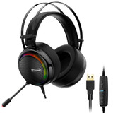 Tronsmart Glary Gaming Headphone 7.1 Virtual Surround Sound Colorful LED Lighting 50mm Driver Gaming Headphone for PC Switch XBOX PS4 (Black)