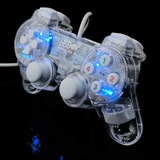 DATA FROG Transparent USB Wired Dual-vibration Feedback Gamepad Game Controller with Joystick for PC Games