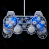 DATA FROG Transparent USB Wired Dual-vibration Feedback Gamepad Game Controller with Joystick for PC Games
