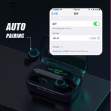 F9-9 Wireless Earbuds bluetooth 5.0 TWS Wireless Headphones LED Hi-Fi Stereo Sound Battery Display Touch Control Earphone (Black)