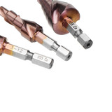 Drillpro 3pcs M35 Cobalt Step Drill Bit 3-12/4-12/4-20mm Step Drill Cutter 1/4 Inch Hex Shank