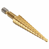 3pcs HSS 1/4 Inch Hex Shank Titanium Coated Step Cone Drill Bit Set in Pouch
