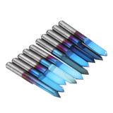 Drillpro 10pcs 0.1/0.2/0.3/0.4mm 60 Degree Engraving Bit Flat Bottom PCB Engraving Bit Blue NANO Coated Carbide CNC Router Tool