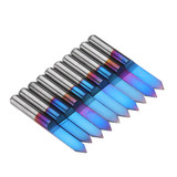 Drillpro 10pcs 0.1/0.2/0.3/0.4mm 60 Degree Engraving Bit Flat Bottom PCB Engraving Bit Blue NANO Coated Carbide CNC Router Tool