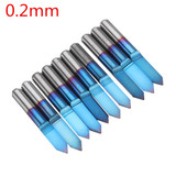 Drillpro 10pcs 0.1/0.2/0.3/0.4mm 60 Degree Engraving Bit Flat Bottom PCB Engraving Bit Blue NANO Coated Carbide CNC Router Tool