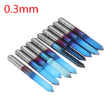 Drillpro 10pcs 0.1/0.2/0.3/0.4mm 60 Degree Engraving Bit Flat Bottom PCB Engraving Bit Blue NANO Coated Carbide CNC Router Tool