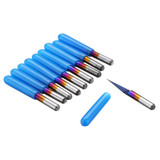 Drillpro 10pcs 0.1/0.2/0.3mm 15 Degree Blue Nano Coated Carbide Engraving Bit Flat Bottom PCB Engraving Bit CNC Router Tool