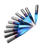 Drillpro 10pcs 0.1/0.2/0.3mm 15 Degree Blue Nano Coated Carbide Engraving Bit Flat Bottom PCB Engraving Bit CNC Router Tool