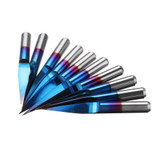 Drillpro 10pcs 0.1/0.2/0.3mm 15 Degree Blue Nano Coated Carbide Engraving Bit Flat Bottom PCB Engraving Bit CNC Router Tool
