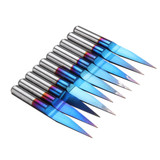Drillpro 10pcs 0.1/0.2/0.3mm 15 Degree Blue Nano Coated Carbide Engraving Bit Flat Bottom PCB Engraving Bit CNC Router Tool