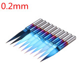 Drillpro 10pcs 0.1/0.2/0.3mm 15 Degree Blue Nano Coated Carbide Engraving Bit Flat Bottom PCB Engraving Bit CNC Router Tool