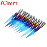 Drillpro 10pcs 0.1/0.2/0.3mm 15 Degree Blue Nano Coated Carbide Engraving Bit Flat Bottom PCB Engraving Bit CNC Router Tool